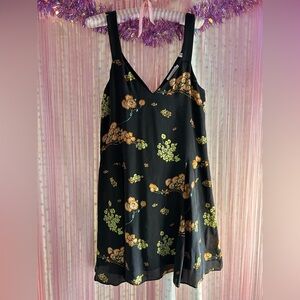 A.L.C. Black Dress with Orange and Green Floral Design